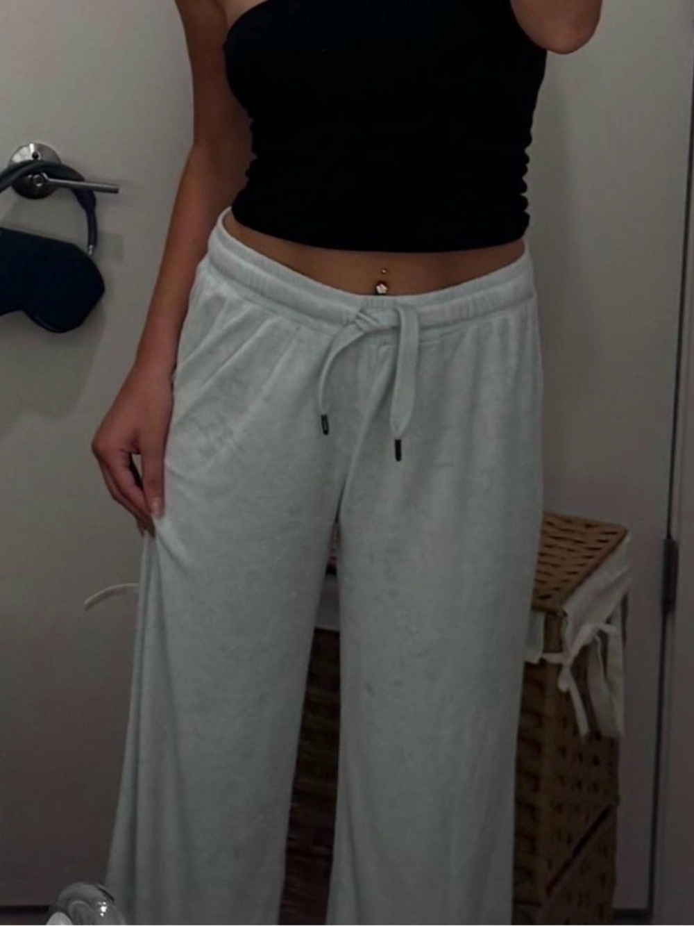 Light Gray Drawstring Lounge Pants - Picture 2 of 3